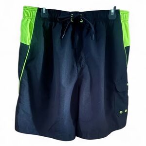 Speedo Men's Black & Neon Chartreuse XL Swim Trunks Board Shorts Like New